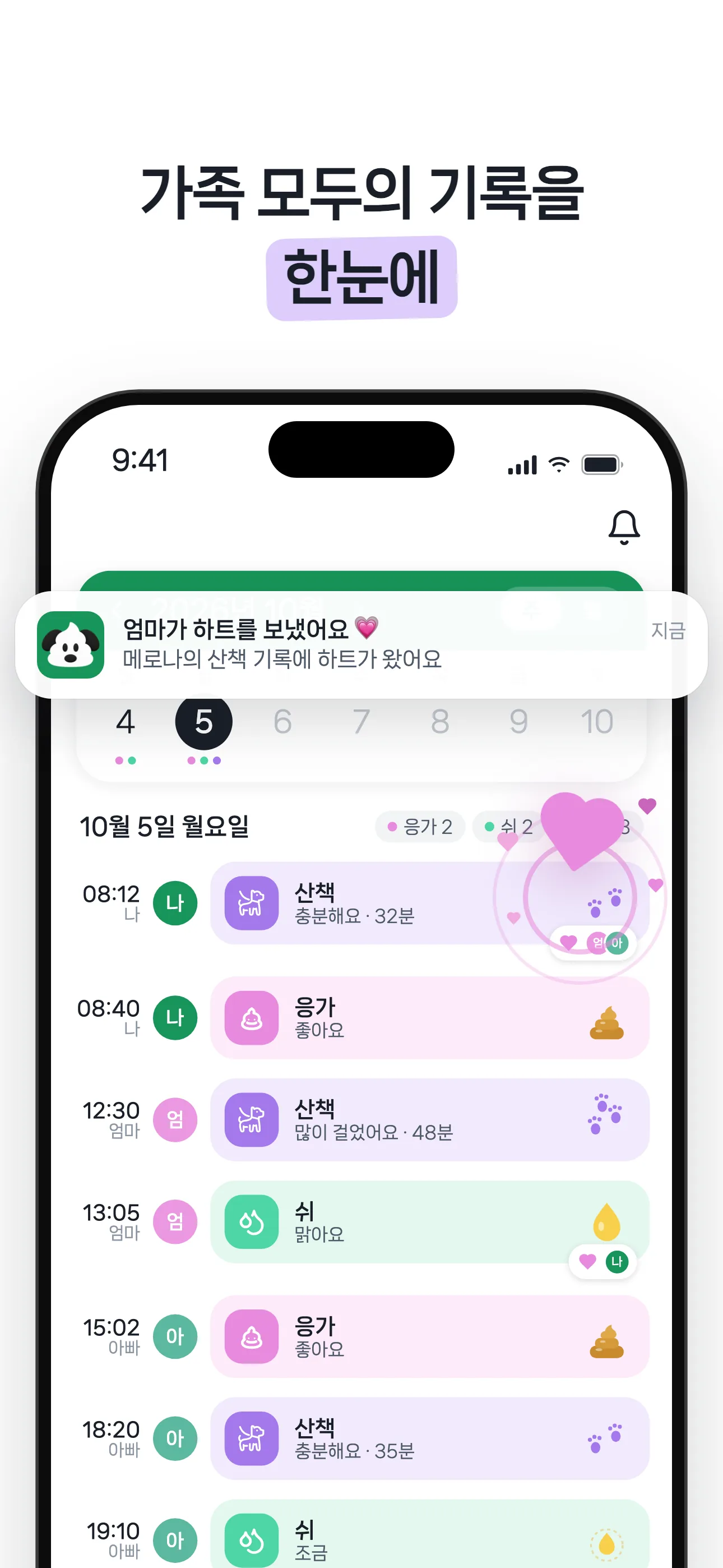 가족 모두의 기록을 한눈에